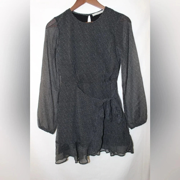 Women’s Abercrombie & Fitch Mini Polka Dot Wrap Summer Sheer Sleeve Dress Small - Picture 1 of 16